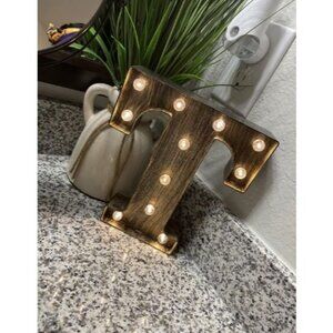 1 pc Golden Black Led Marquee Letter - Industrial, Vintage Style Light Up